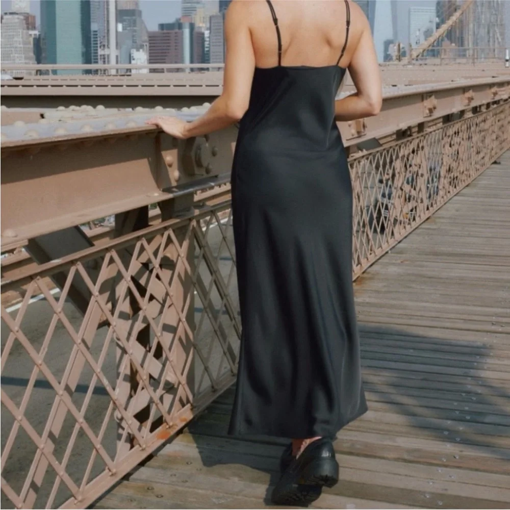 Abercrombie x Kathleen Post Satin Slip Midi Dress - Picture 3 of 8